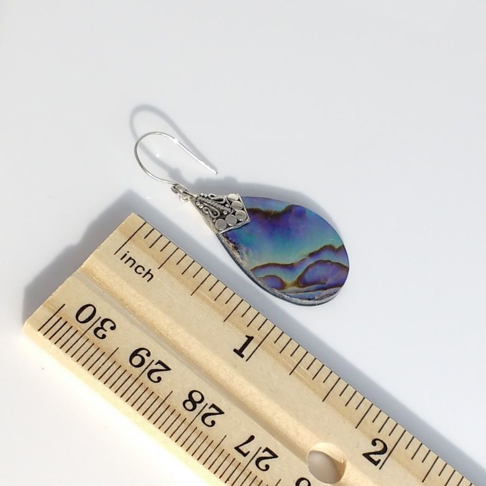 Abalone Shell Dangle Earrings Sterling Silver - image 6